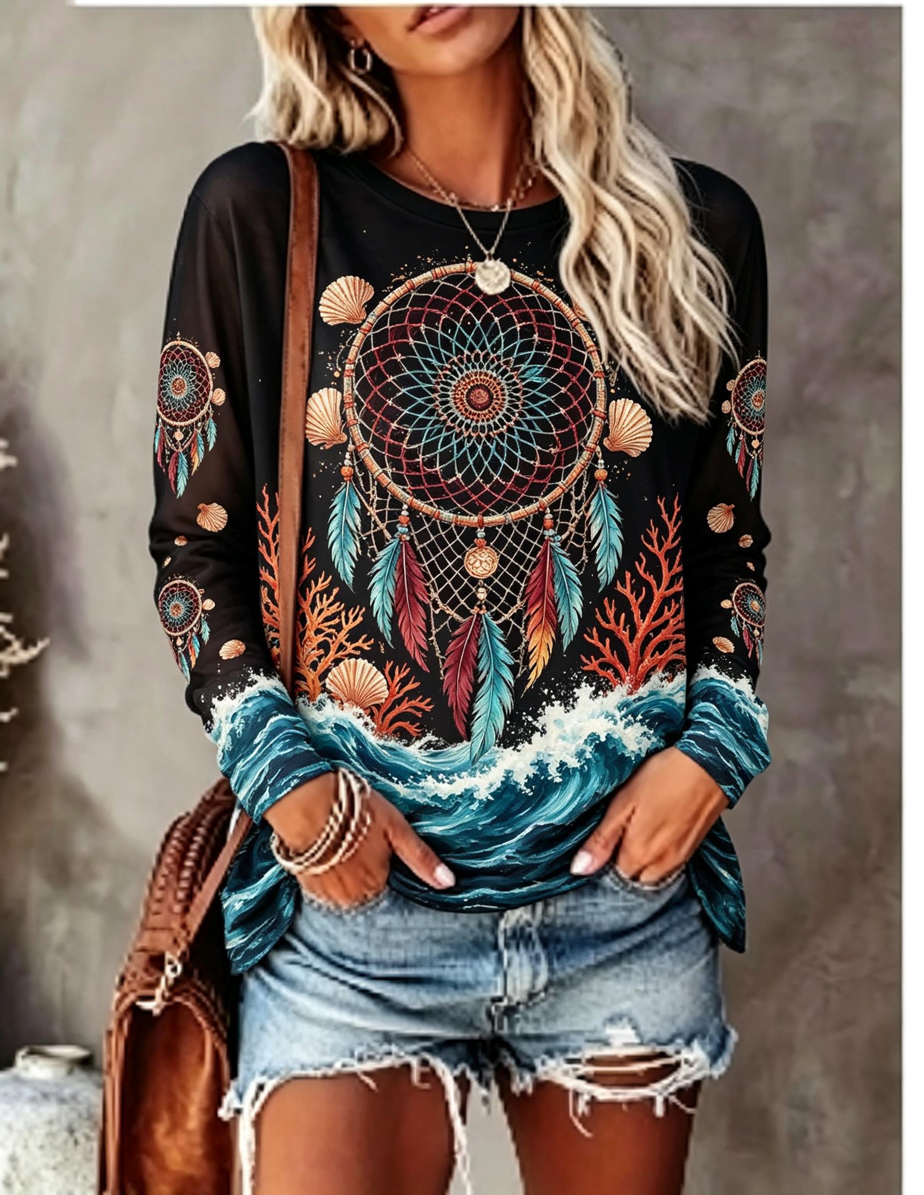Blouses - T-shirt à manches longues et col