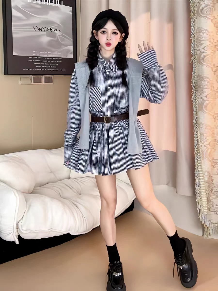 Korean Style A Line Shirt Dress - Robe chemise de style coréen pour