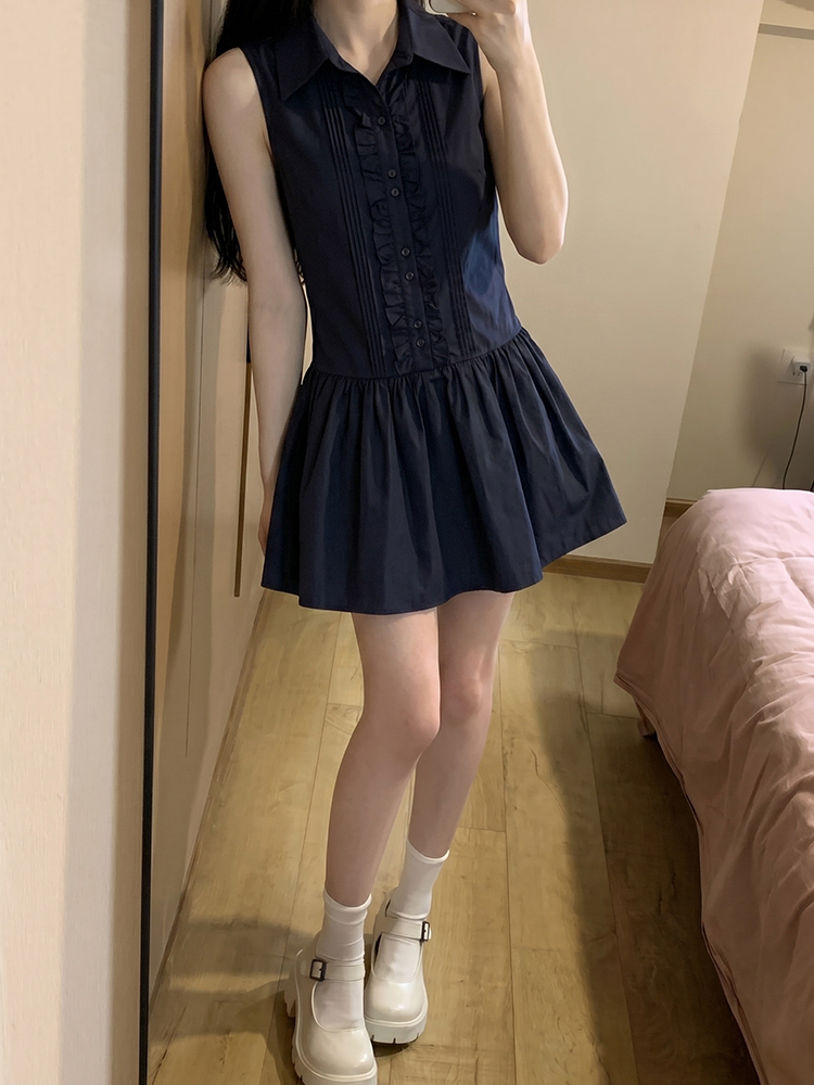 Robe chemise style universitai - Korean Style A Line Shirt Dress avis et prix