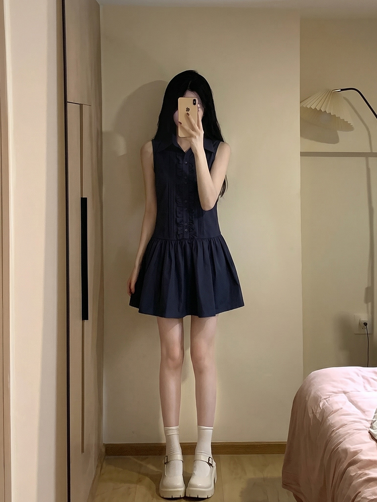 Robe chemise style universitai - Korean Style A Line Shirt Dress avis et prix