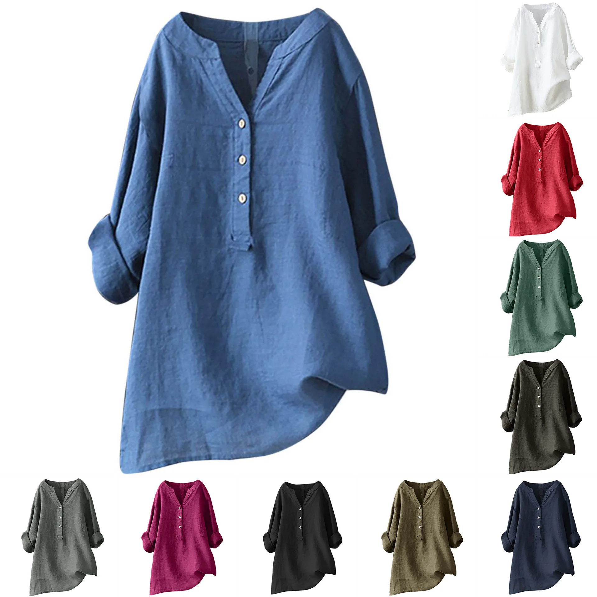 Chemisier unisexe en coton et  - Casual Loose Linen Shirt Dress avis et prix