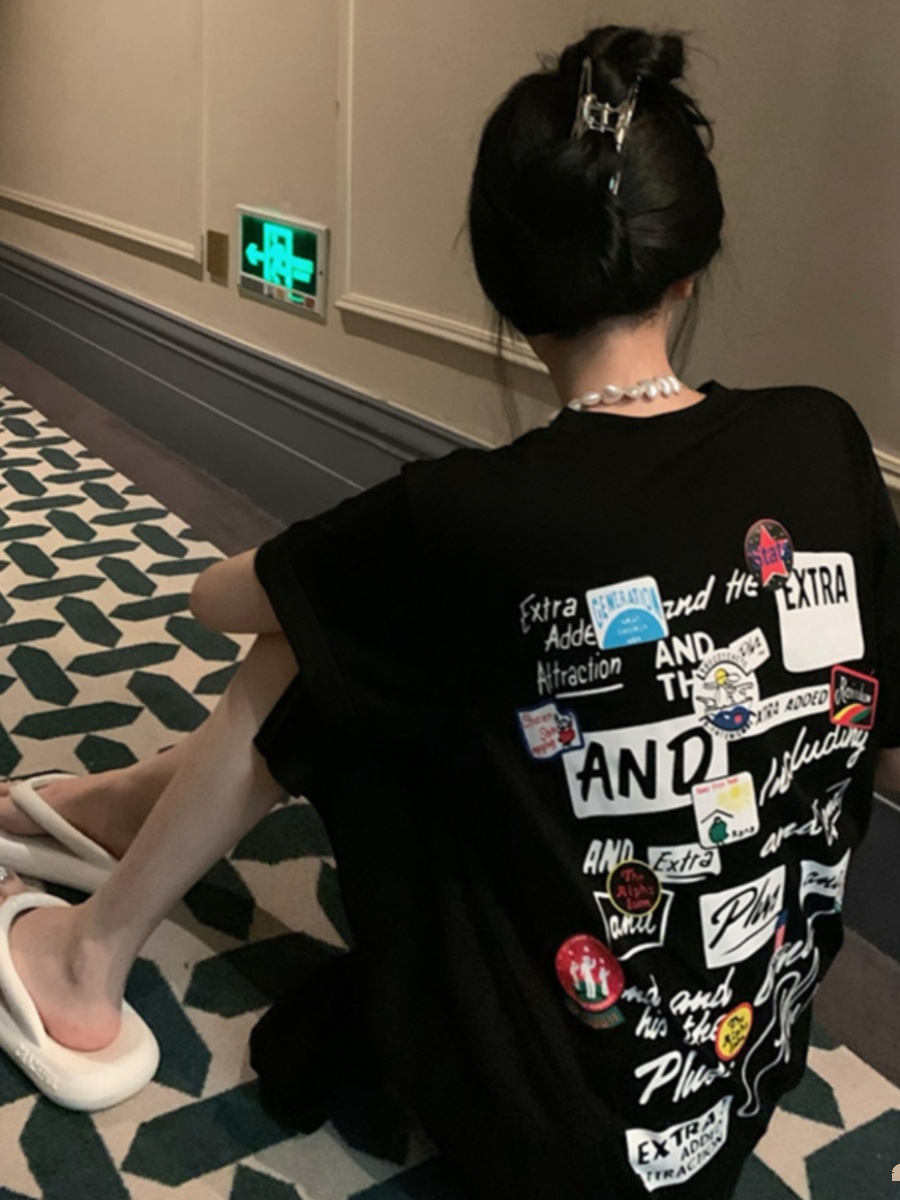 Robe T-shirt noire à manches c - Korean Style A Line Shirt Dress avis et prix