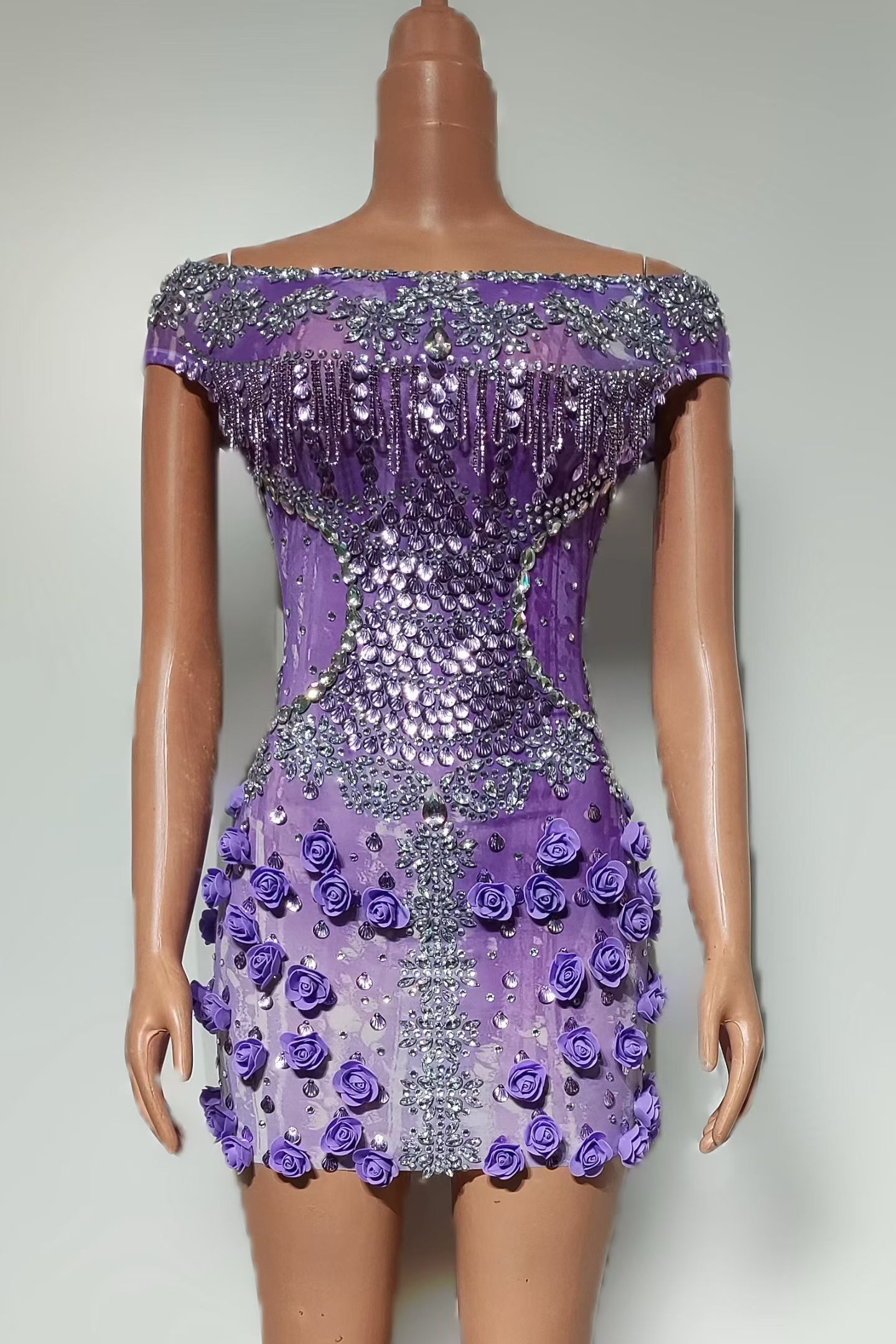 Robe mini moulante en maille à - Sparkly Rhinestone Club Party Dress avis et prix