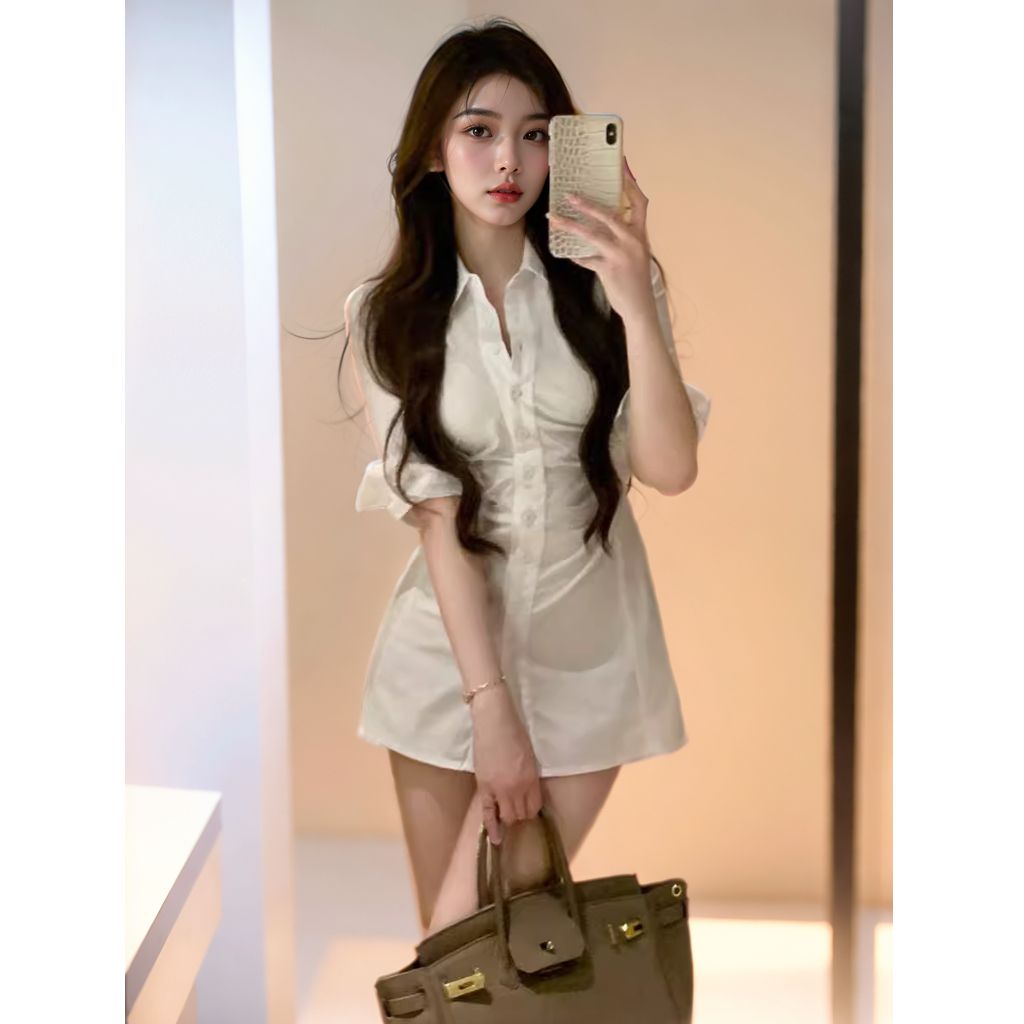 Robe chemise sensuelle de styl - Korean Style A Line Shirt Dress avis et prix