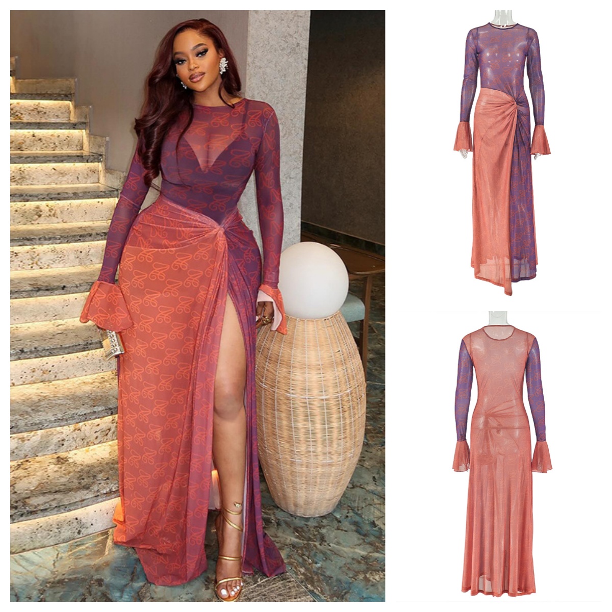 Robe longue Y2K rétro sexy pou - Sexy Mesh Sheer Bodycon Dress avis et prix